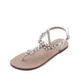 azmodo Women Wedding Flat Sandals with Rhinestones Flip Flop Gladiator Shoes Silver Color Y13