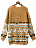 Ethnic Geometric Print Mid Length Women's Sweater
