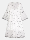 White Half Sleeve Women's Day Dress