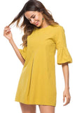 zamodo Yellow Bell Sleeve Loose Women's Day Dress