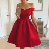 Sweetheart Neck Off Shoulder Pleated Party Dress