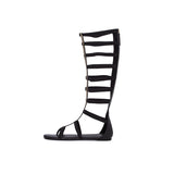 azmodo Cut-out Zipper Knee High Flat Gladiator Sandals