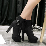 azmodo Lace up Chunky Heel Ankle Boots