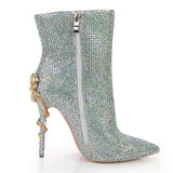 azmodo  Rhinestone Banquet Stiletto Heel Ankle Boots