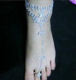 1pc Silver Rhinestone Barefoot Sandals Beach Wedding Jewelry Foot Chain Toe Ring