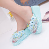 Woman Wedge Platform Flower Flip Flops Slippers H88