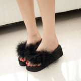 A803 Fur Slippers Beach Flip Flops More Colors