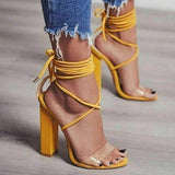 azmodo Yellow High Heel Lace-Up Jelly Shoes