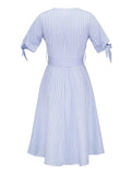 azmodo Short Sleeve Belt Waist A-Line Day Dress