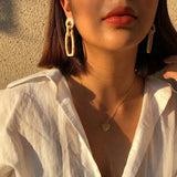 Women Straw Rattan Woven Wooden Earrings Geometric Dangle Ear Stud Jewelry Gift