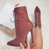Pointed Fashion Sexy Cross Strap High Boots Winter Boots