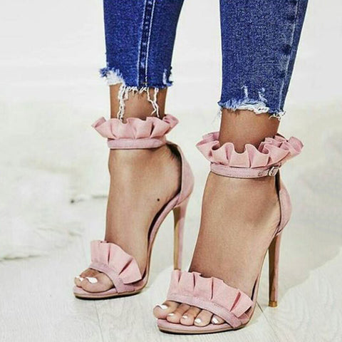 Open Toe Stiletto Heel Pink Sandals