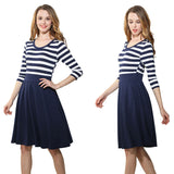 Women's Skirts Cropped Sleeve Neck Stripe Dress