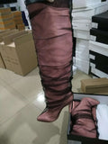 Slim high-heeled knee boots PVC large size pointed fashion boots women