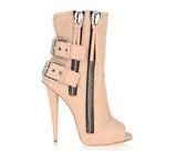 azmodo  Sexy High Heel Shoes Black Peep-toe Boots