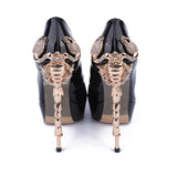 azmodo Black Patent Leather Peep-toe Stiletto Heels