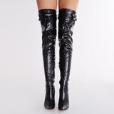azmodo  Metal Decoration Zipper Over Knee High Boots