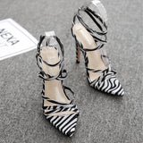 Women's shoes Simmi INS hot pointed peep toe stilettos high heels sandals woman shoes zebra leopard stripe lady party shoe