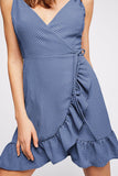 Sexy V-neck Ruffle Strap Skirt Irregular Dress