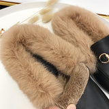 Women Rabbit Fur Slides Girls Mules Slip On Slides Flat Heels  Furry Slipper Slipony Mule Sandals Shoes Low with rabbit fur half slippers lazy shoes women's shoes classic fashion wear(run small, please choose larger size)