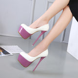 Superfine high heel white purple colorblock high heels
