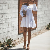 Sexy Off Shoulder Long Sleeve Plain Casual Dress