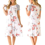 Dresses Short-sleeved round neck stitching print dress