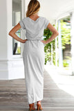 Asymmetric Hem Plain Short Sleeve Maxi Dresses