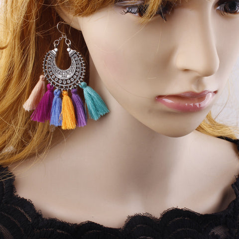 New Women Bohemia Long Tassel Earring Boho Vintage Ear Hook Earrings Jewelry