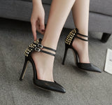 Single heel full of rivets pointed hollow high-heeled sandals