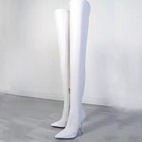 Women Sexy Patent Leather Thigh High Boots Heels Fashion Zipper Pointed Toe Winter Over the Knee Boots