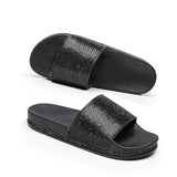 Fashion Women Slippers Crystal Flat Heel Summer Shoes Female Indoor Outside Bling Beach Slides Open Toe Rhinestone Ladies Shoe
