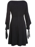azmodo Black Round Neck A-Line Elegant Day Dress