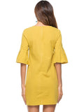 zamodo Yellow Bell Sleeve Loose Women's Day Dress