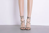 2019 Sandals Fashion Serpentine Women Sandals High Heels Open toe Ankle Strap Buckle Strap Shoes Size 35-40 Pumps