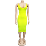 azmodo Women's Slip Stretchy Dress Summer Bodycon Pink Green Dresses HL100