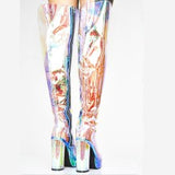 Sexy Over the knee Boots Transparent Shoes Woman Rainboots Crysta High Heels Botas Mujer Shoes