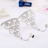 Rhinestone white Wedding Ring Gloves Bridal Accessories Wrist Glove Rainbow Bead