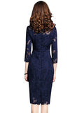 Half Sleeve Solid Color Lace Women's Sheath Dress