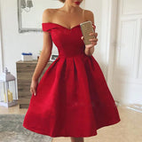 Sweetheart Neck Off Shoulder Pleated Party Dress