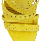 azmodo Yellow Hollow Out Strappy Dress Sandals