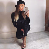 Slim Color Block Women's Velvet Suit Sportswear Casual Pants Suit