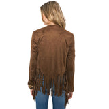 Solid color women's shirt hem tassel long sleeve cardigan jacket