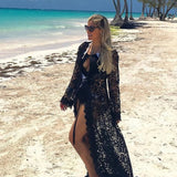 Bandage beach sunscreen clothing Embroidered lace bikini swimsuit blouse