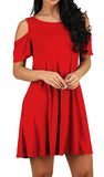 Women's Solid Color Off-Shoulder Short Sleeve Dress
