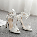 Fashion Lace Cross Lace Up High Heel Sandals