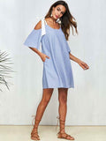 zamodo Adjustable Shoulder Straps Stripes Women's Day Dress