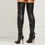 azmodo Sexy Black Pointed Toe Over the Knee Stiletto Boots