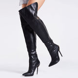 azmodo Black Back Zipper Knee High Boots