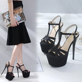 azmodo 2018 summer night shop high heel waterproof platform sexy hollow women's shoes sandals